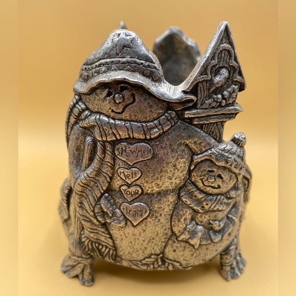 Wonderful Snowmen Melt Your Heart Three Wick Candle Holder 5” Tall X 4 1/4” Wide - Picture 1 of 11